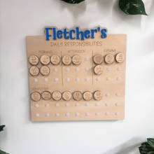 Load image into Gallery viewer, Personalised Wooden Daily Responsibilities Chart
