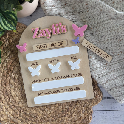 Butterfly Themed Back to School Board