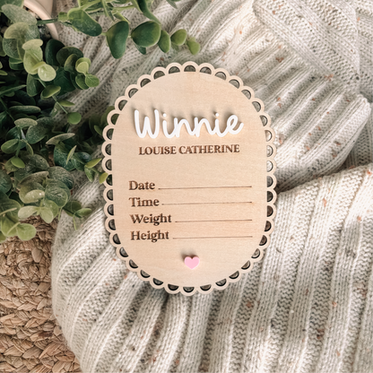 Vintage Birth Announcement Plaque