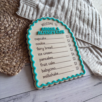 Personalised Scalloped Play Café Menu