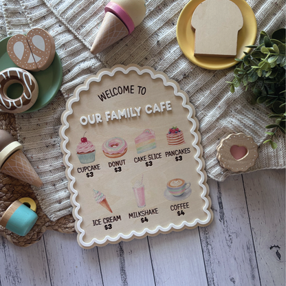 Custom Scalloped Play Café Menu Sign