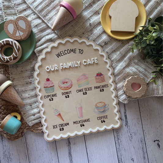 Custom Scalloped Play Café Menu Sign