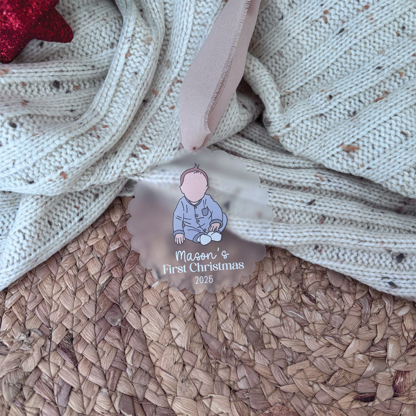 Custom Baby Portrait First Christmas Ornament