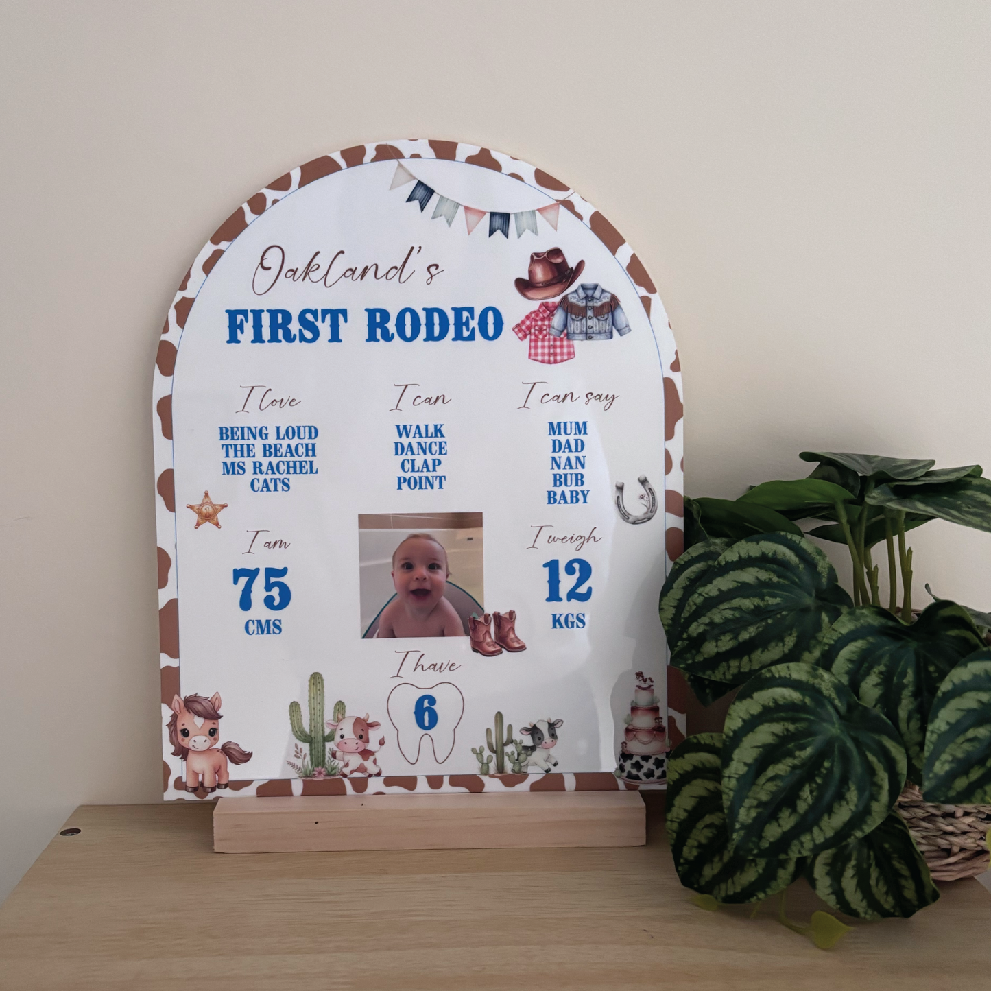 Customisable First Rodeo Birthday Milestone Board