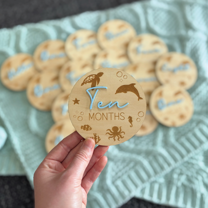 Under the Sea Wooden Baby Milestone Discs