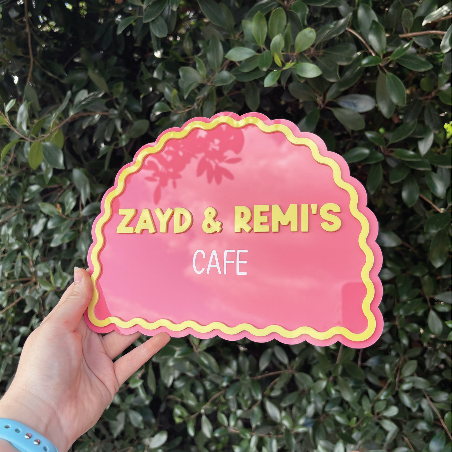 Personalised Scalloped Acrylic Café Sign