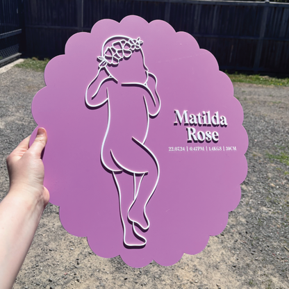 1:1 Scale Scalloped Baby Birth Plaque