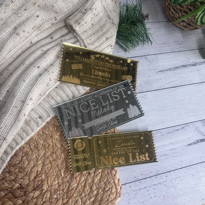 Personalised Engraved 'Nice List' Ticket from Santa