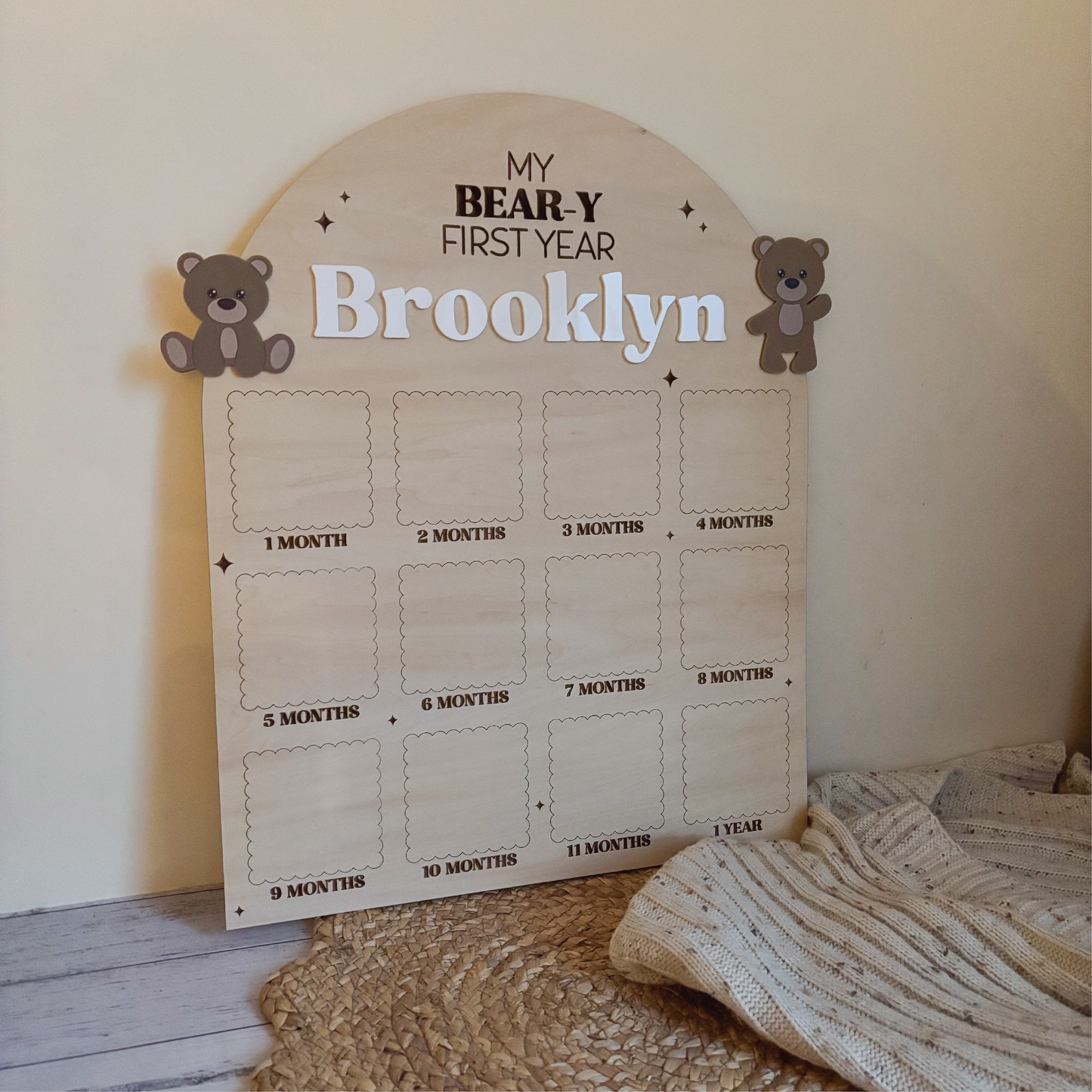 "My Bear-y First Year" Photo Birthday Board