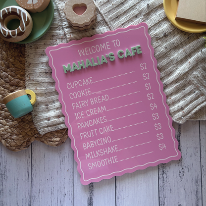Custom Scalloped Acrylic Café Menu