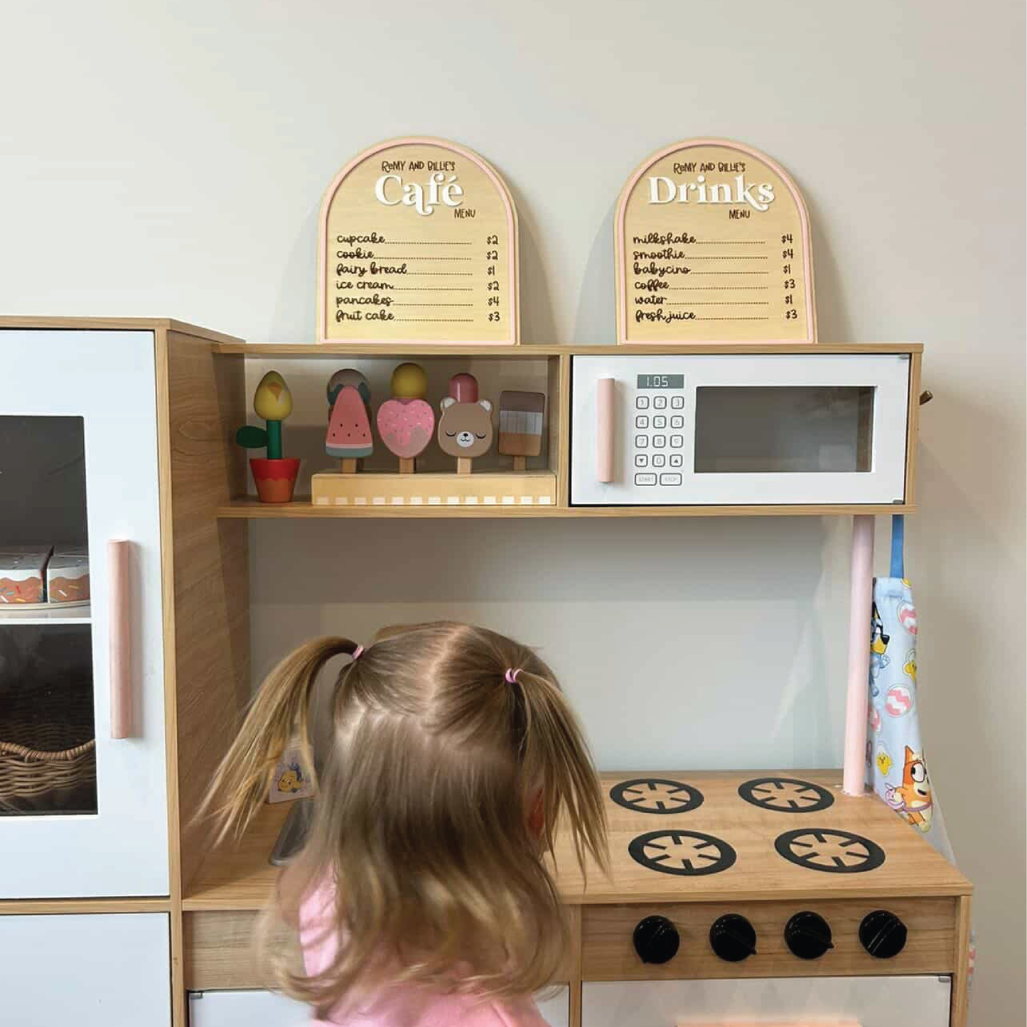 Custom Wooden Play Café Menu