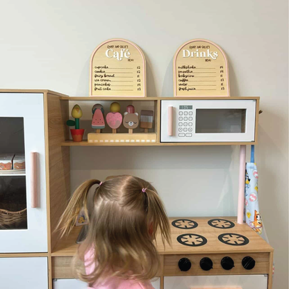 Custom Wooden Play Café Menu