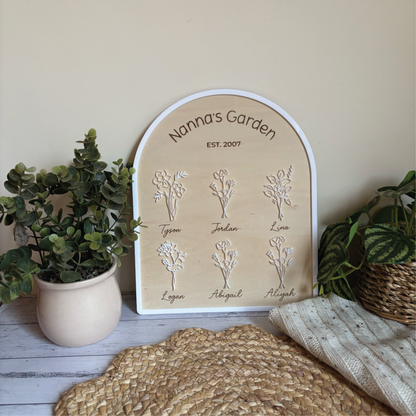 Personalised Birth Flower Garden Plaque