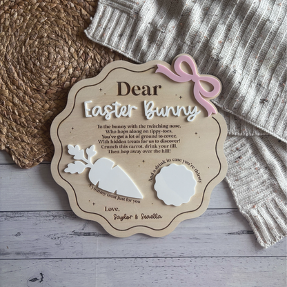 Bow Themed Scalloped Easter Bunny Snack Tray