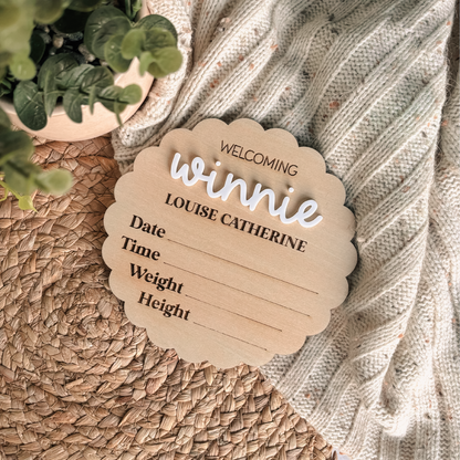 Scalloped Birth Announcement Plaque
