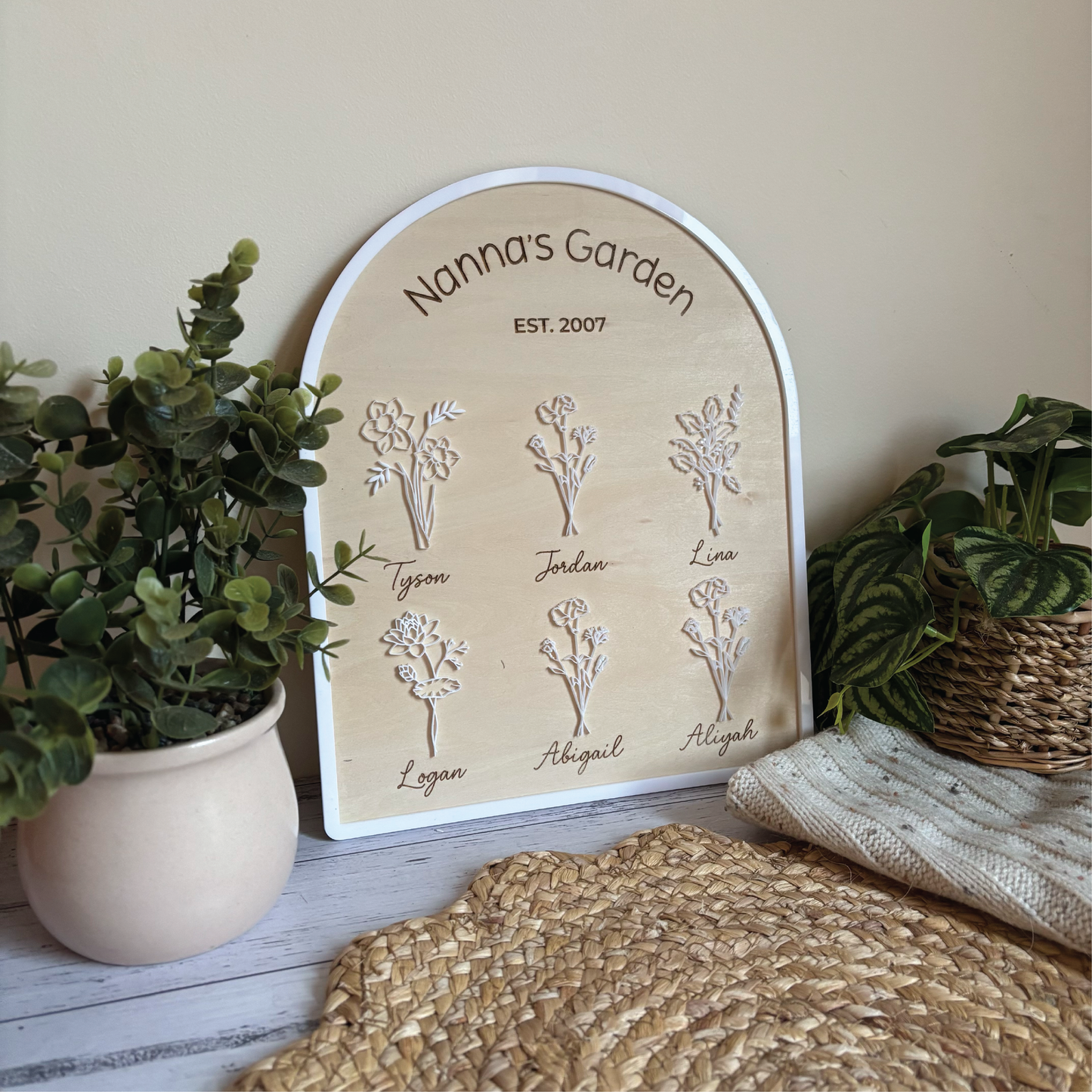Personalised Birth Flower Garden Plaque