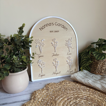 Personalised Birth Flower Garden Plaque