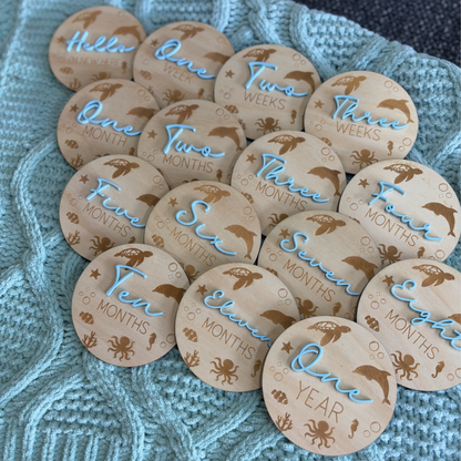 Under the Sea Wooden Baby Milestone Discs