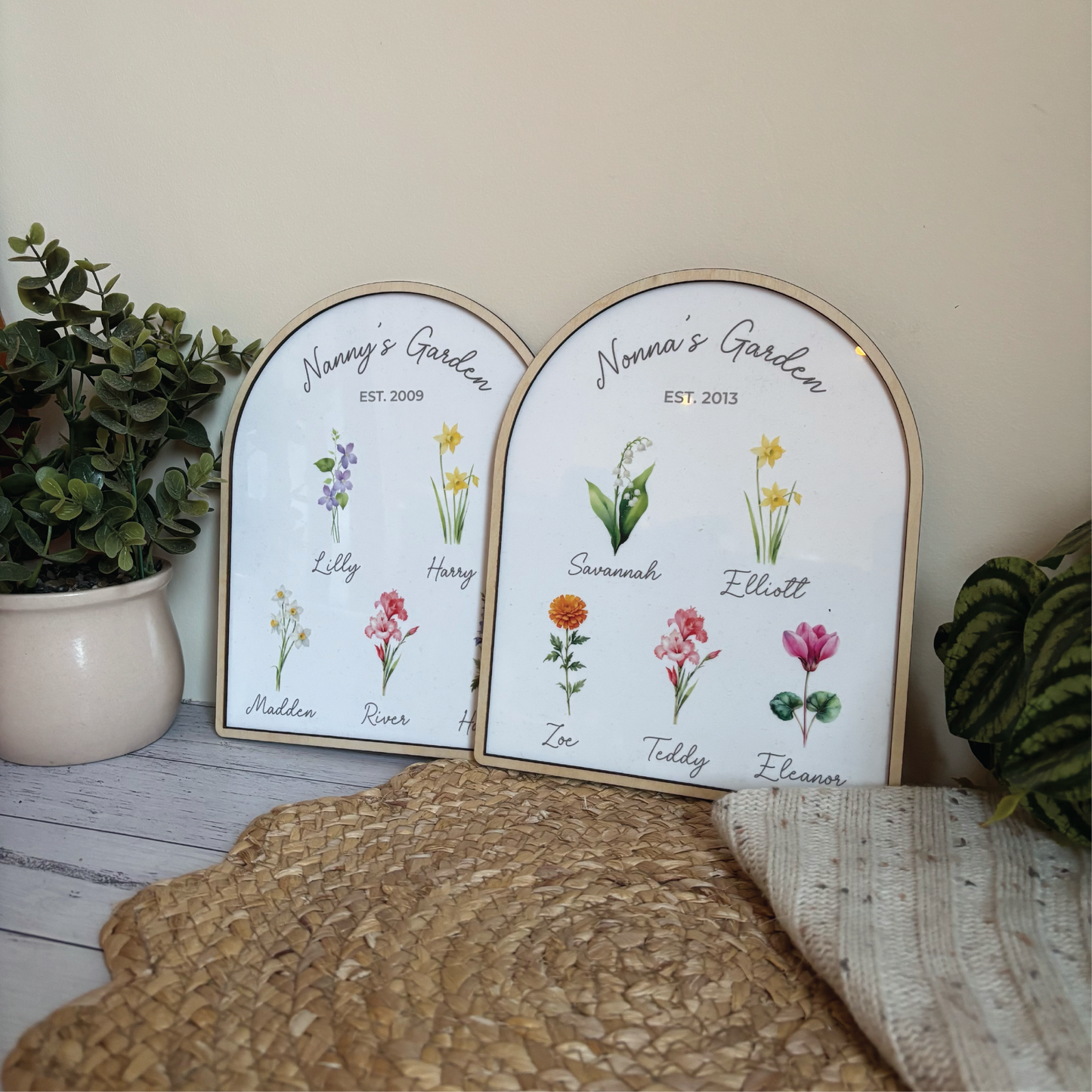 Custom Birth Month Mum's/Nana's Garden Plaque