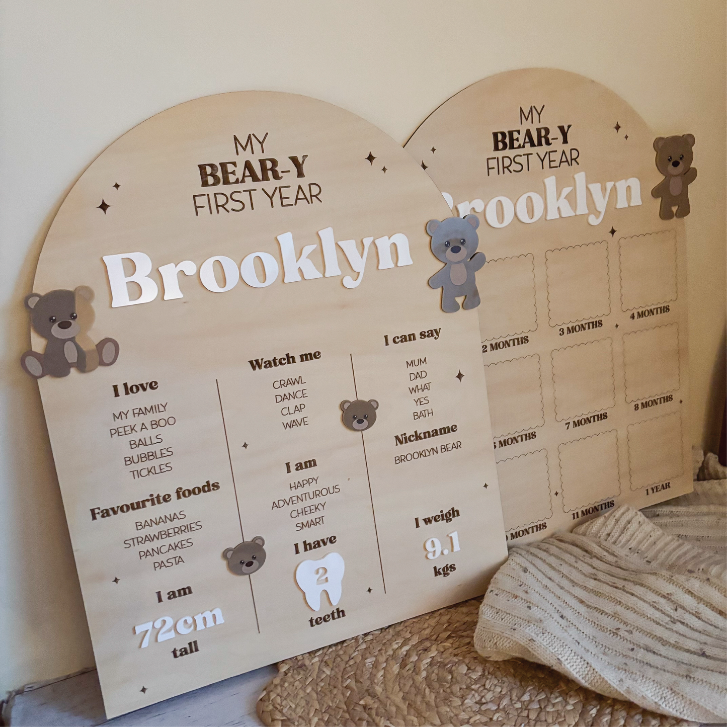 "My Bear-y First Year" Milestone Birthday Board