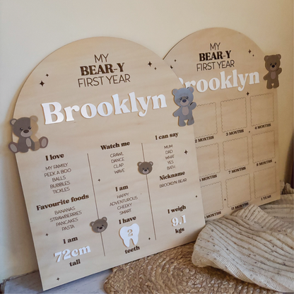 "My Bear-y First Year" Milestone Birthday Board