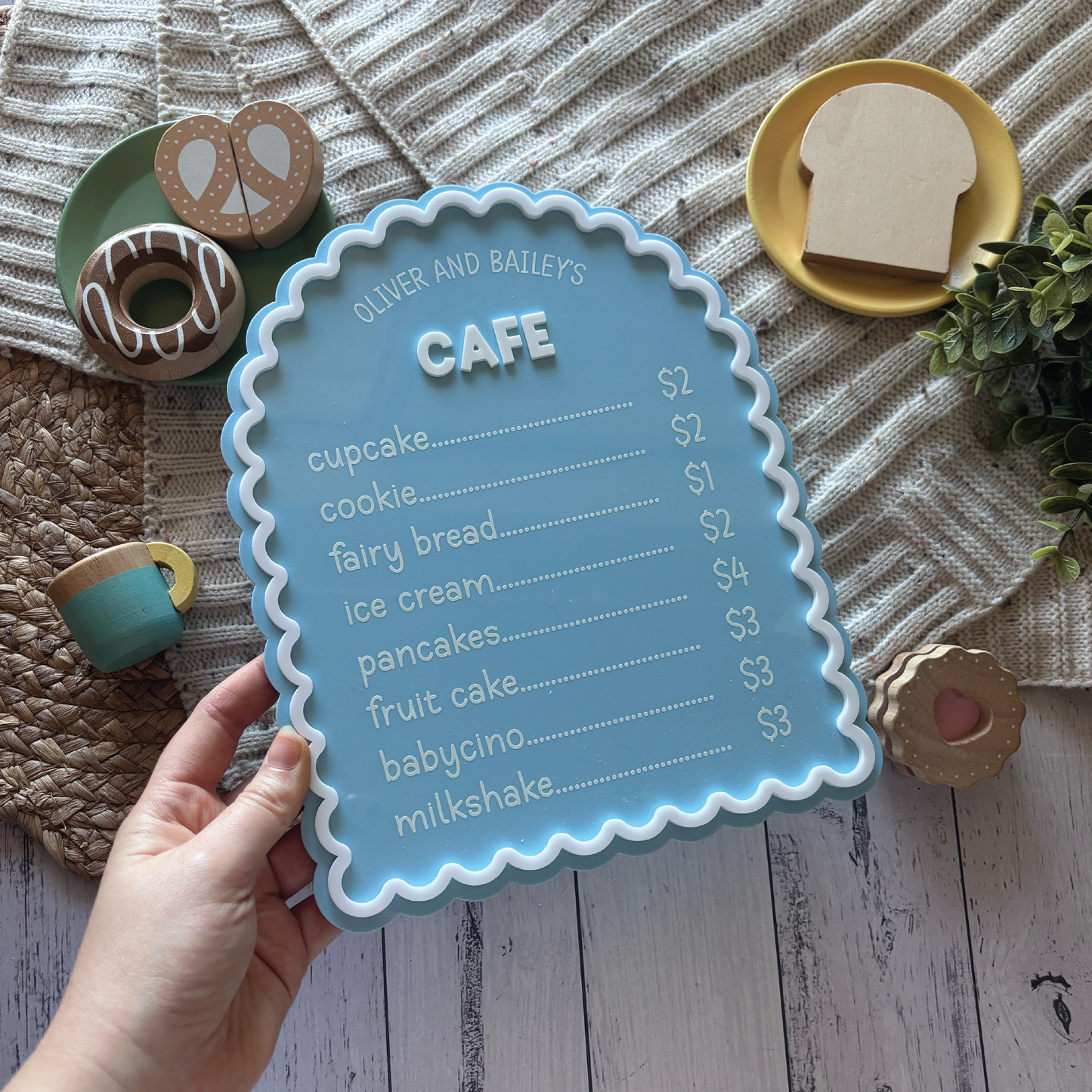Personalised Scalloped Acrylic Café Menu