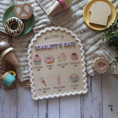 Custom Scalloped Play Café Menu Sign