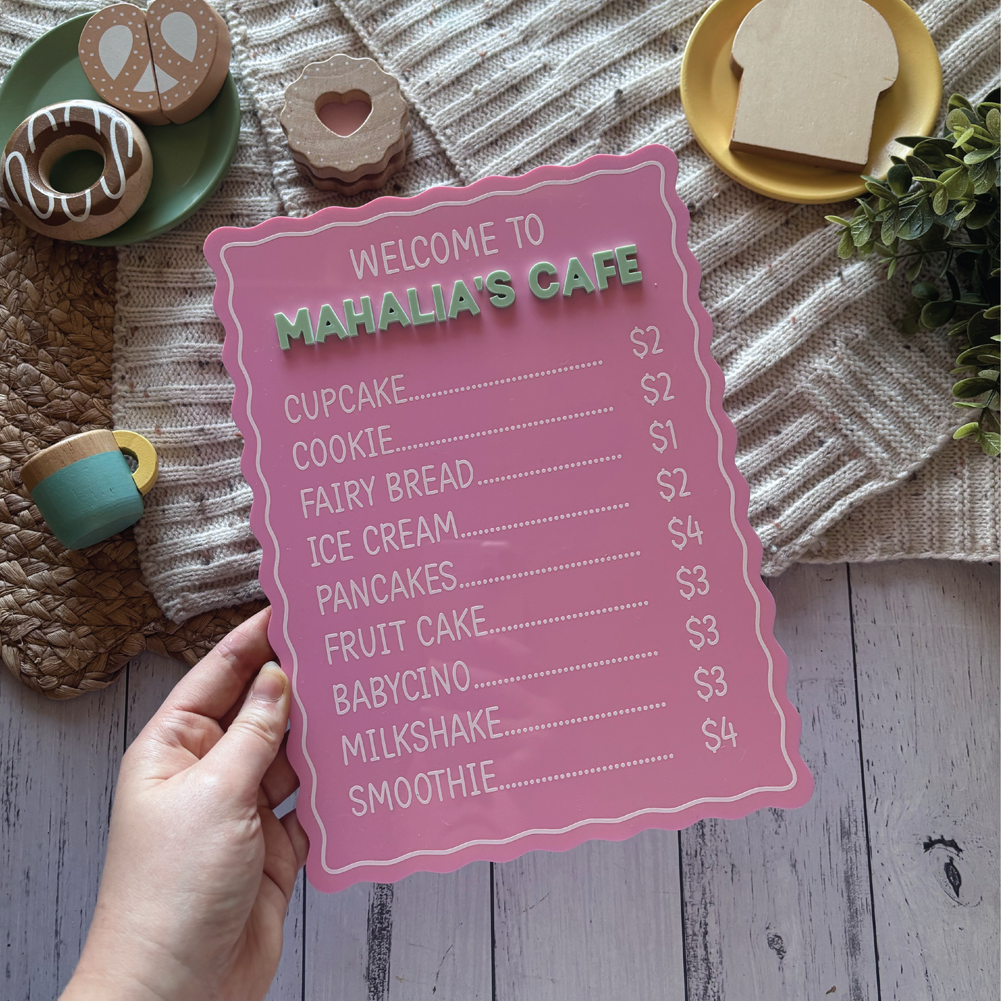 Custom Scalloped Acrylic Café Menu