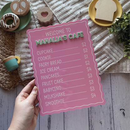 Custom Scalloped Acrylic Café Menu