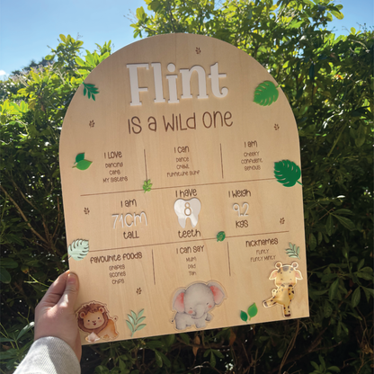 Wooden Wild One Birthday Milestone Board