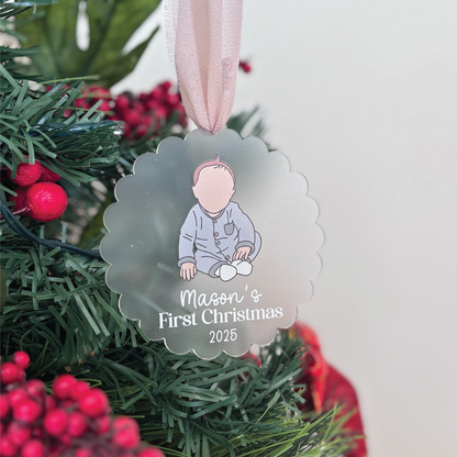Custom Baby Portrait First Christmas Ornament