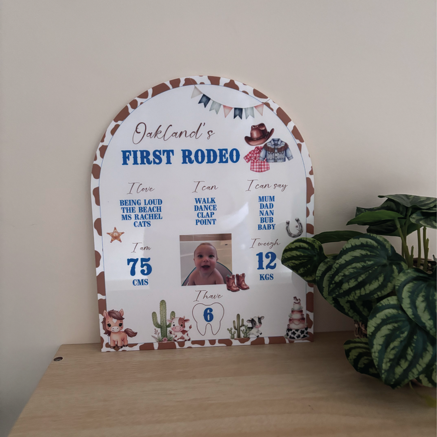 Customisable First Rodeo Birthday Milestone Board
