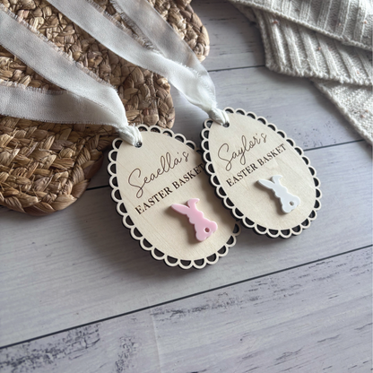 Personalised Wooden Vintage Easter Basket Tag