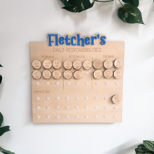 Load image into Gallery viewer, Personalised Wooden Daily Responsibilities Chart for Kids
