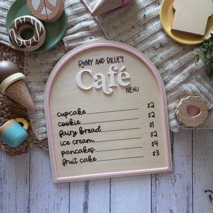Custom Wooden Play Café Menu
