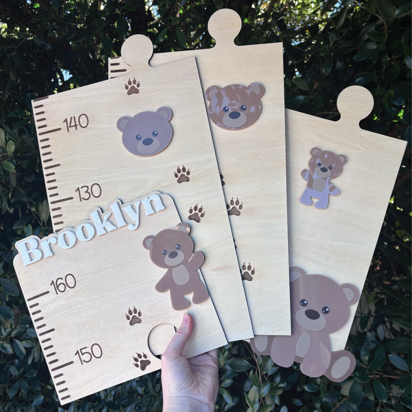 "Beary Grown" Personalised Teddy Bear Wooden Growth Chart