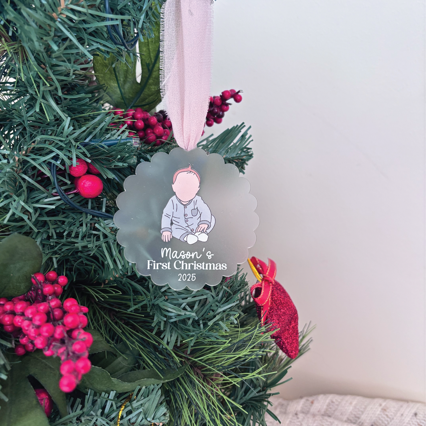 Custom Baby Portrait First Christmas Ornament
