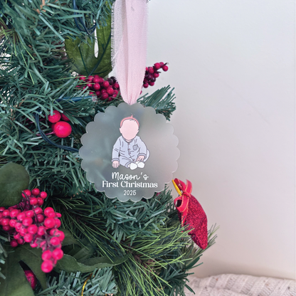 Custom Baby Portrait First Christmas Ornament