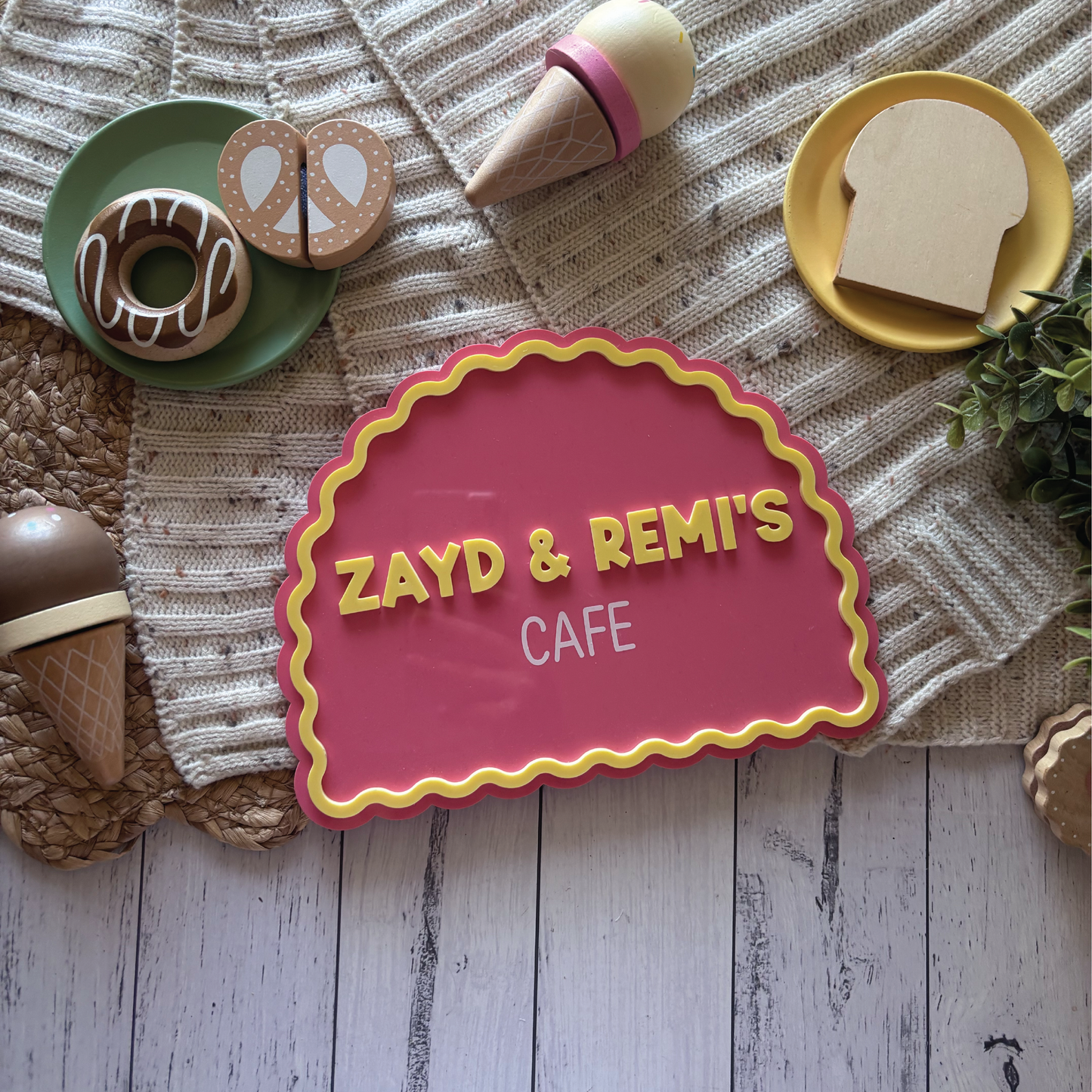 Personalised Scalloped Acrylic Café Sign
