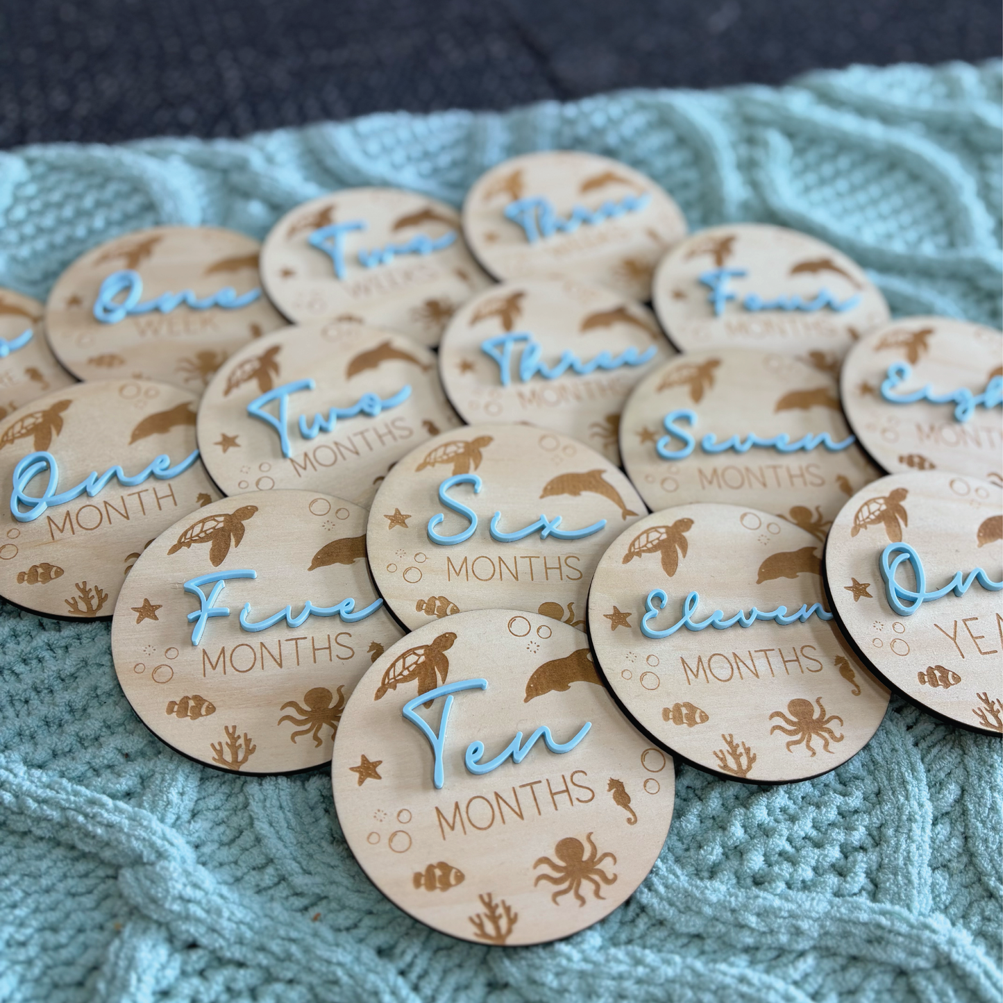 Under the Sea Wooden Baby Milestone Discs