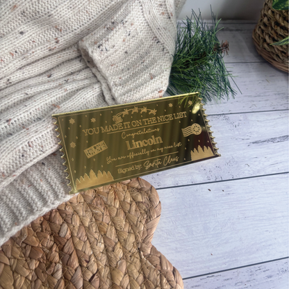 Personalised Engraved 'Nice List' Ticket from Santa