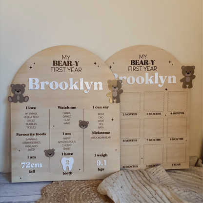 "My Bear-y First Year" Milestone Birthday Board