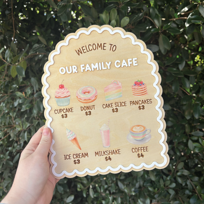 Custom Scalloped Play Café Menu Sign