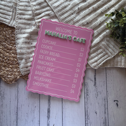 Custom Scalloped Acrylic Café Menu