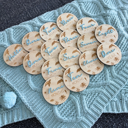 Under the Sea Wooden Baby Milestone Discs