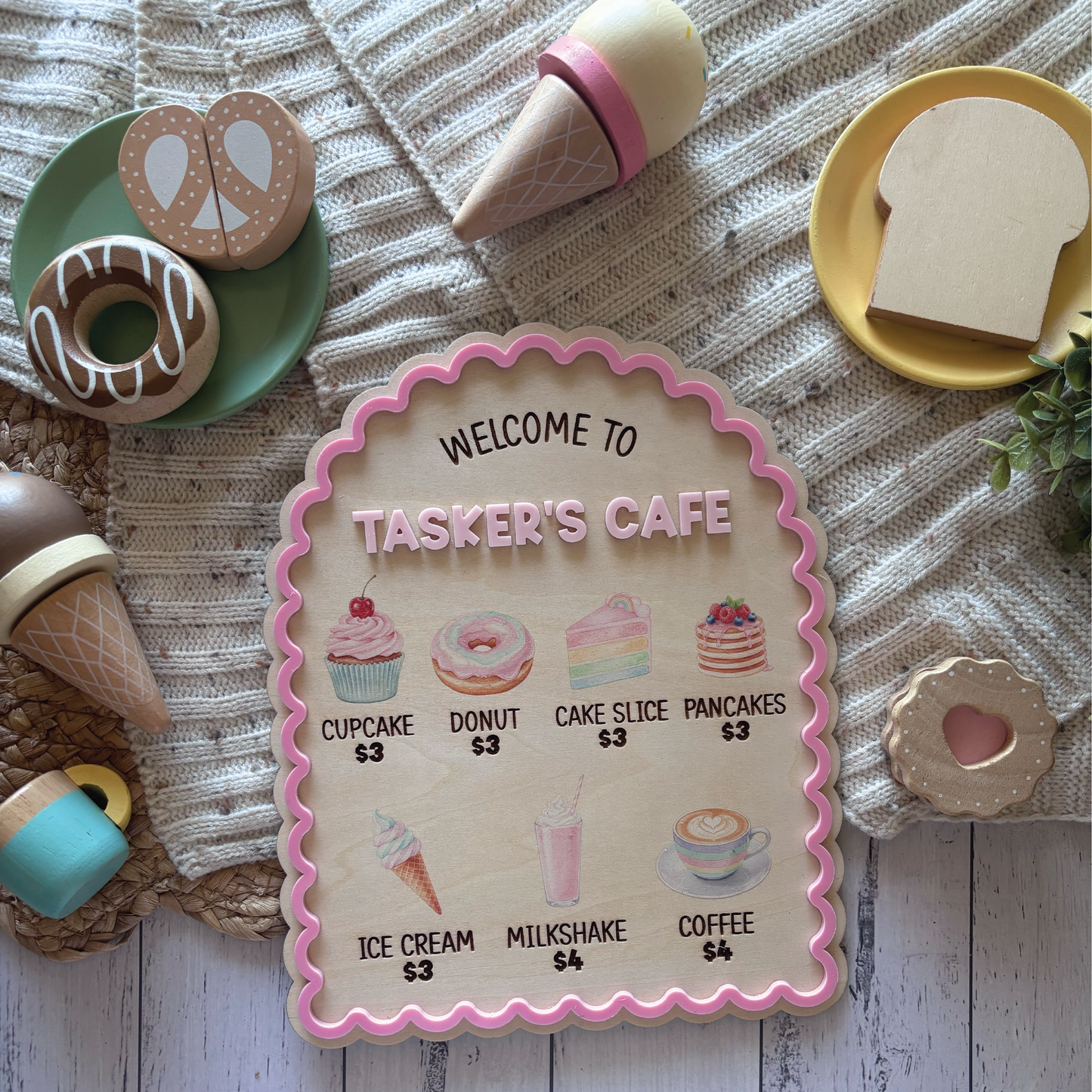 Custom Scalloped Play Café Menu Sign