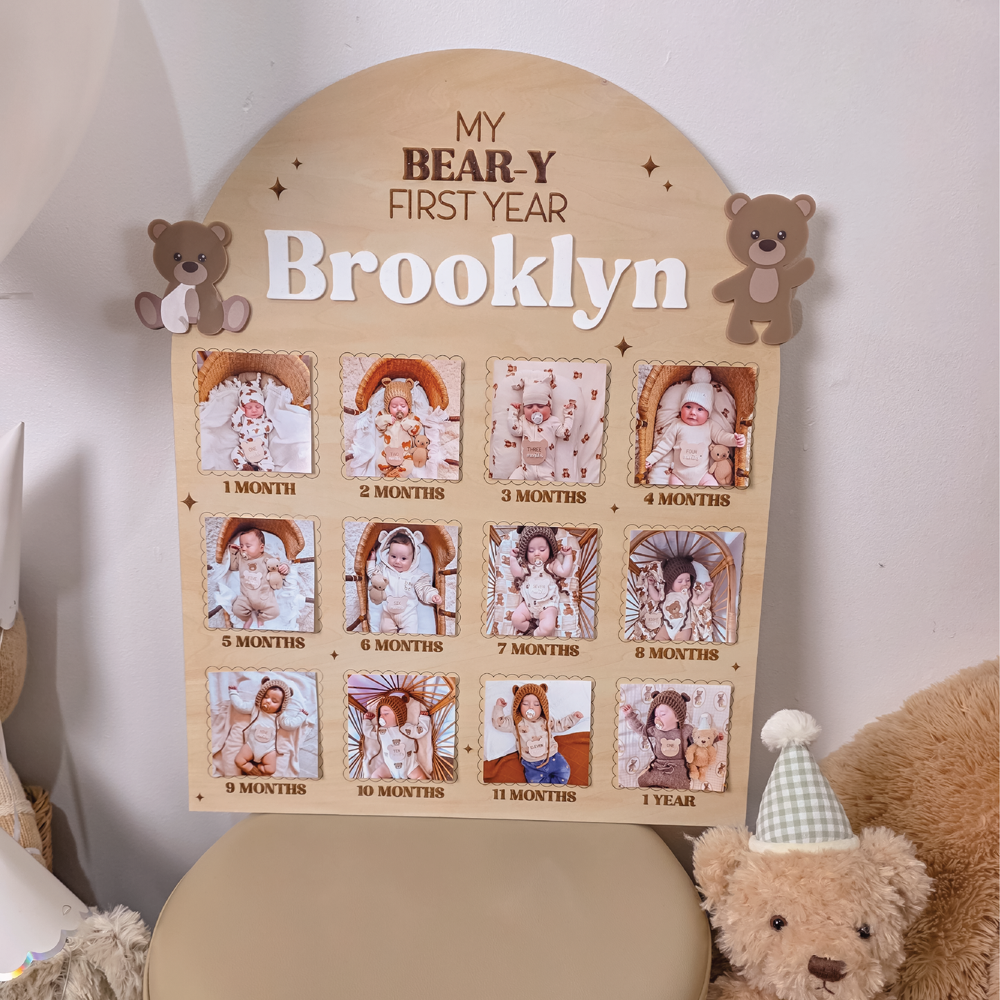 "My Bear-y First Year" Photo Birthday Board