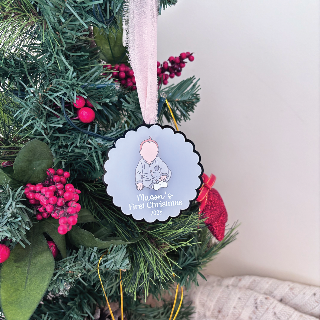 Custom Baby Portrait First Christmas Ornament