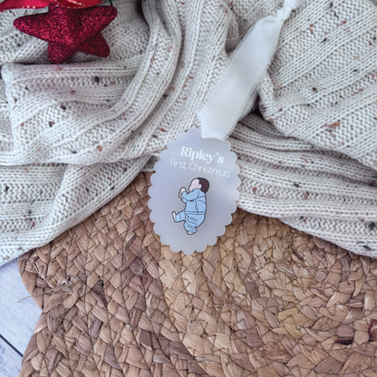 Custom Baby Portrait First Christmas Ornament