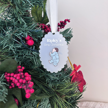 Custom Baby Portrait First Christmas Ornament
